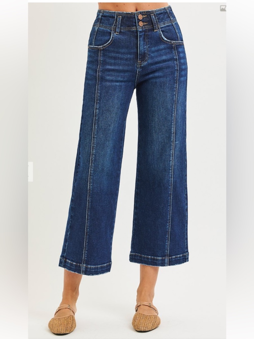 356 ❤️RISEN HIGH RISE CROP WIDE FRONT SEAM DETAIL JEANS